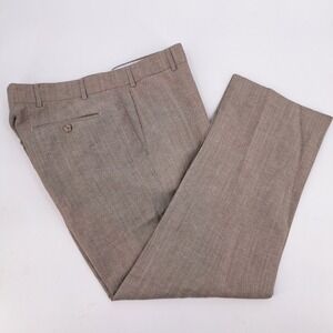 6 East Mens 35x29 Vitale Barberis Canonico Wool Linen Dress Pants Beige Tan